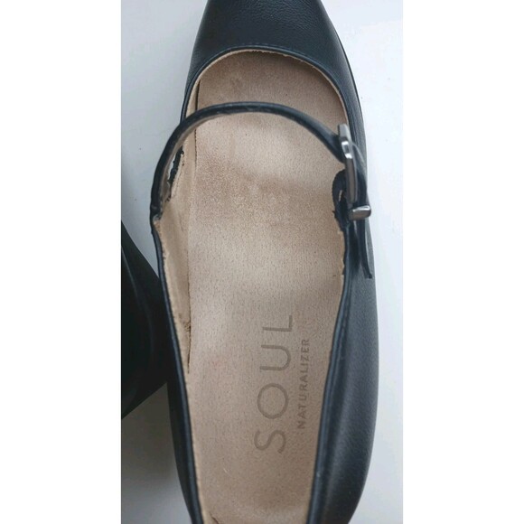 Soul Naturalizer Sz 9.5 Adore Black Tumble Faux Leather Mary Jane Wedge Heels - Picture 7 of 14